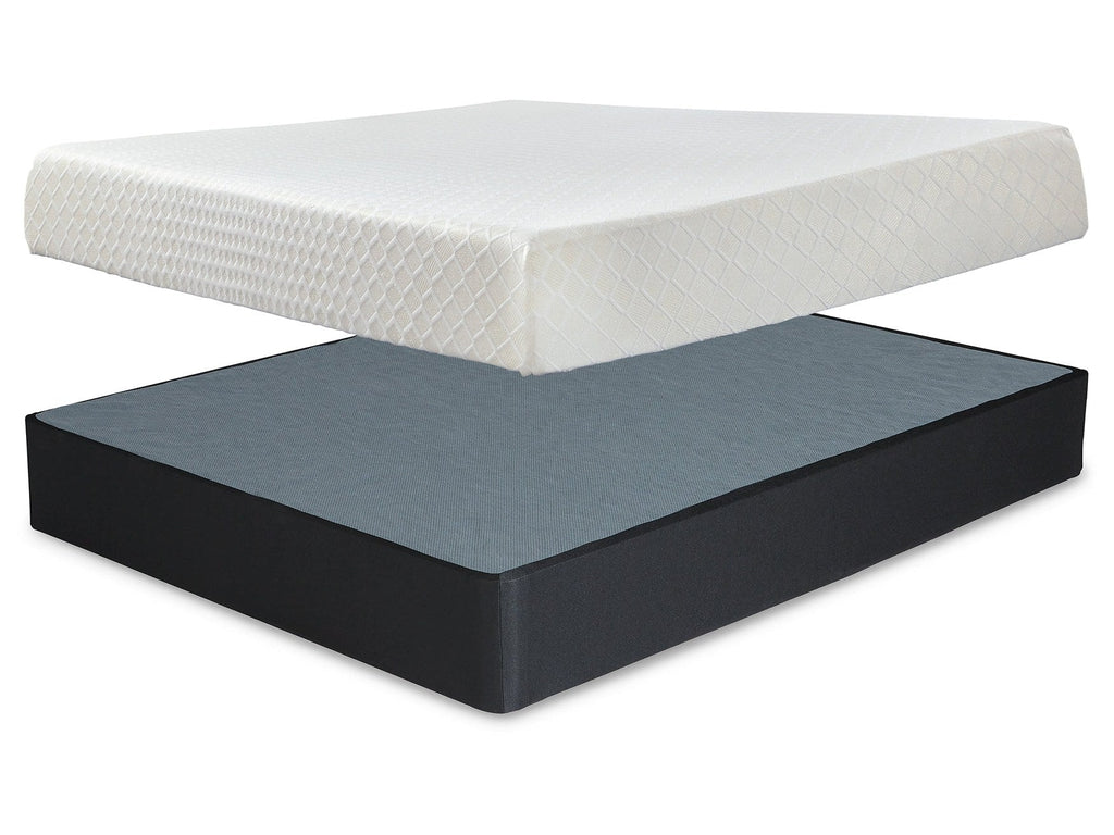 10 Inch Chime Memory Foam White King Mattress and Foundation