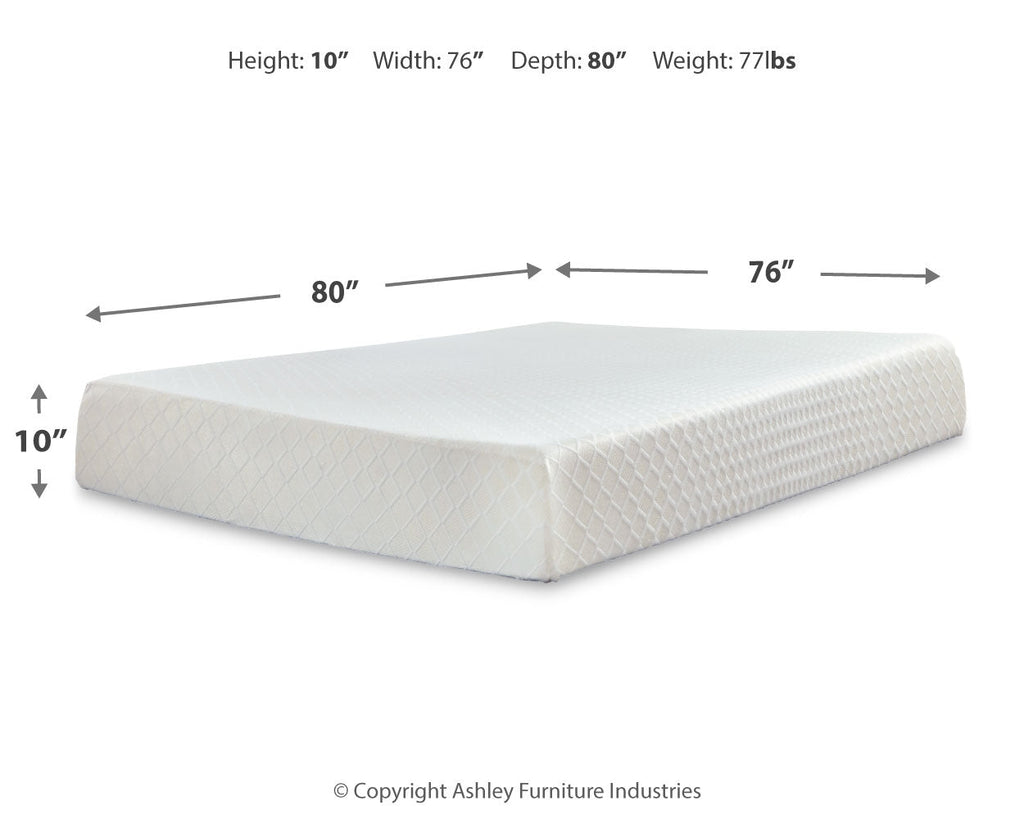 10 Inch Chime Memory Foam White King Mattress and Foundation