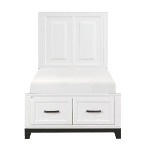 Twin Platform Bed with Footboard Storage 1450WHT-1*