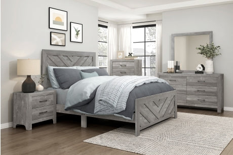 1534NPGY Bedroom Corbin Collection - 4pc Set (QB+NS+DR+MR)