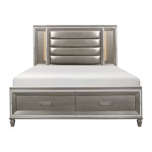 Eastern King Platform Bed with Footboard Storage, LED Lighting 1616K-1EK*