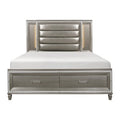 Queen Platform Bed with Footboard Storage, LED Lighting 1616-1*