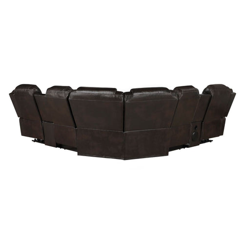 3 Pc Power Reclining Sectional, Dark Brown