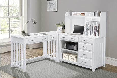 4522WH Office Blanche Collection - 4pc Corner Desk (Desk+Corner