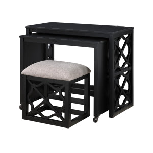3-Piece Pack Desks with Stool Set 4998BLK