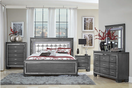 1916GY Bedroom Allura Collection - Queen Bed, LED Lighting