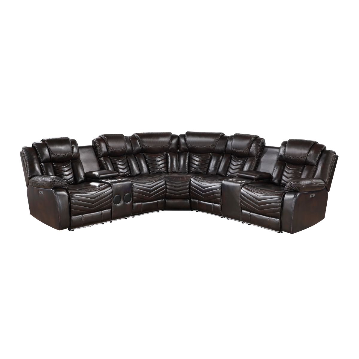 3 Pc Power Reclining Sectional, Brown