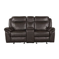Double Glider Reclining Love Seat with Center Console, Receptacles and USB Ports 8206BRW-2