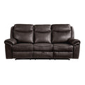 Double Reclining Sofa with Center Drop-Down Cup Holders, Receptacles, Hidden Drawer and USB Ports 8206BRW-3