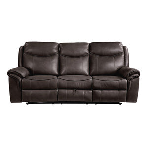 Double Reclining Sofa with Center Drop-Down Cup Holders, Receptacles, Hidden Drawer and USB Ports 8206BRW-3