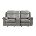 Double Glider Reclining Love Seat with Center Console, Receptacles and USB Ports 8206GRY-2
