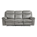Double Reclining Sofa with Center Drop-Down Cup Holders, Receptacles, Hidden Drawer and USB Ports 8206GRY-3