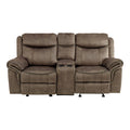 Double Glider Reclining Love Seat with Center Console, Receptacles and USB Ports 8206NF-2