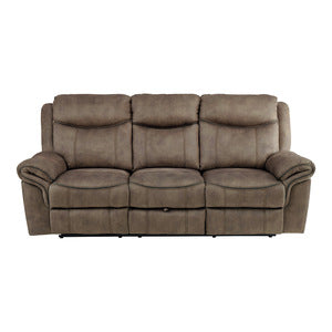 Double Reclining Sofa with Center Drop-Down Cup Holders, Receptacles, Hidden Drawer and USB Ports 8206NF-3