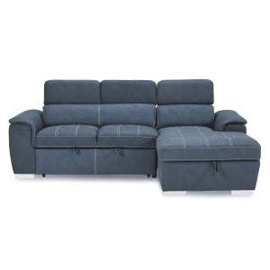 2-Piece Sectional with Adjustable Headrests, Pull-out Bed and Right Chaise with Hidden Storage 8228BU*