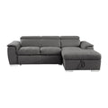 2-Piece Sectional with Adjustable Headrests, Pull-out Bed and Right Chaise with Hidden Storage 8228GY*