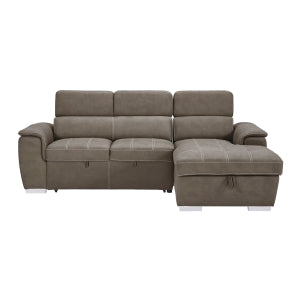 2-Piece Sectional with Adjustable Headrests, Pull-out Bed and Right Chaise with Hidden Storage 8228TP*