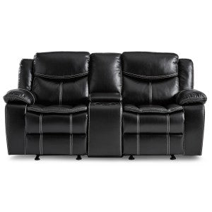 Double Glider Reclining Love Seat with Center Console 8230BLK-2