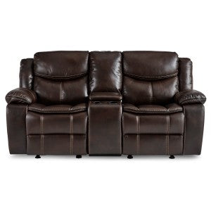 Double Glider Reclining Love Seat with Center Console 8230BRW-2