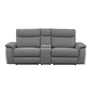 Power Double Reclining Love Seat with Center Console and Power Headrests 8259DG-2CNPWH*
