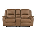 Power Double Reclining Love Seat with Center Console, Hidden Arms Cup Holders, Charging Ports and Wireless Charger 8301BRW-2PW