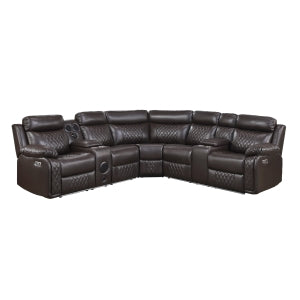 3-Piece Power Reclining Sectional with Two Consoles, Speakers, Subwoofer, LED Lighting and Charging Port 8315DBR*SCPW