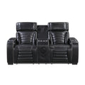 Power Double Reclining Love Seat with Center Console, Power Headrests, Storage Arms(Top and Side) ,Cup Holders, Wireless speakers with Sub-Woofer, Air Massage, Heat, LED Lighting and Charging Ports 8344BLK-2PWHM
