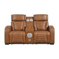 Power Double Reclining Love Seat with Center Console, Power Headrests, Storage Arms(Top and Side) ,Cup Holders, Wireless speakers with Sub-Woofer, Air Massage, Heat, LED Lighting and Charging Ports 8344BRW-2PWHM