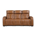 Power Double Reclining Sofa with Center Drop-Down Cup Holders, Power Headrests, Storage Arms(Top and Side) ,Cup holders, Reading Lights, Wireless Charger, Air Massage, Heat, LED Lighting and Charging Ports 8344BRW-3PWHM