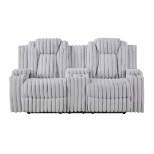Double Reclining Love Seat with Center Console and Cup Holders 8348GRY-2