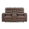 Double Glider Reclining Love Seat with Center Console 8360BRW-2