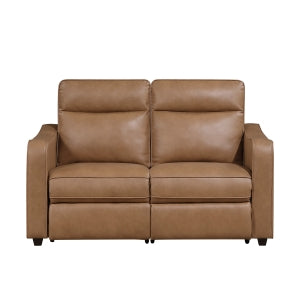 Power Double Reclining Love Seat with Curved Track Arms 8368BRW-2A2PW*