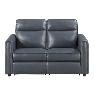 Power Double Reclining Love Seat with Rounded Track Arms 8368NVY-2A1PW*