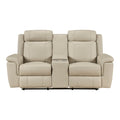 Double Reclining Love Seat with Center Console and Receptacles 8379BEG-2