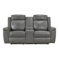 Double Reclining Love Seat with Center Console and Receptacles 8379DGY-2