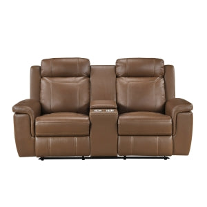 Double Reclining Love Seat with Center Console and Receptacles 8379TBR-2