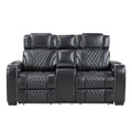 Power Double Reclining Love Seat with Center Console, Power Headrests, Storage Arms with Cup Holders, Wireless charger, Air Massage and Heat, LED Lighting and Charging Ports 8449BK-2PWHM