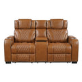 Power Double Reclining Love Seat with Center Console, Power Headrests, Storage Arms with Cup Holders, Wireless charger, Air Massage and Heat, LED Lighting and Charging Ports 8449BR-2PWHM
