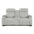 Double Reclining Love Seat with Center Console, Wireless Speakers, Storage Arms, Cup holders and LED 8455GRY-2