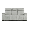 Double Reclining Sofa with Center Drop-Down Cup Holders, Storage Arms, Cup Holders, Reading Lights, Magazine Bag, Receptacles, Charging Ports and LED 8455GRY-3