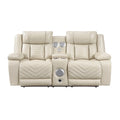 Power Double Reclining Love Seat with Center Console, Wireless Speakers, LED and Charging Ports 8457BEG-2PW