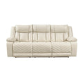 Power Double Reclining Sofa with Center Drop-Down Cup Holders, Wireless Charger, Magazine Bag, LED and Charging Ports 8457BEG-3PW