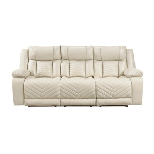 Power Double Reclining Sofa with Center Drop-Down Cup Holders, Wireless Charger, Magazine Bag, LED and Charging Ports 8457BEG-3PW