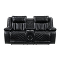 Power Double Reclining Love Seat with Center Console, Wireless Speakers, LED and Charging Ports 8457BLK-2PW