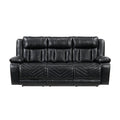 Power Double Reclining Sofa with Center Drop-Down Cup Holders, Wireless Charger, Magazine Bag, LED and Charging Ports 8457BLK-3PW