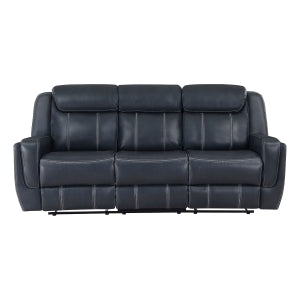 Double Reclining Sofa with Center Drop-Down Cup Holders,Storage Pouch, Receptacles and USB Ports 8516BU-3