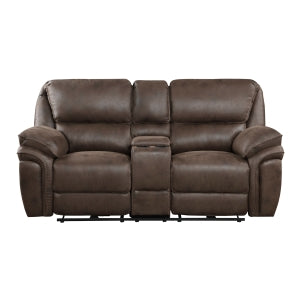 Power Double Reclining Love Seat with Center Console 8517BRW-2PW