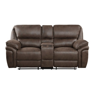 Double Reclining Love Seat with Center Console 8517BRW-2