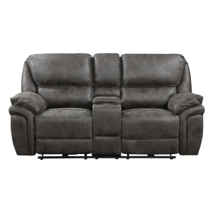 Power Double Reclining Love Seat with Center Console 8517GRY-2PW