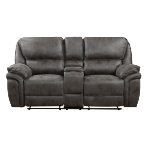 Double Reclining Love Seat with Center Console 8517GRY-2